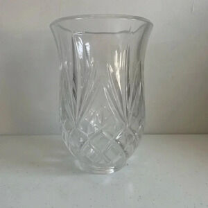 Vintage De Plomb Hand‎ Cut 24% Lead Heavy Crystal Hurricane Lamp Shade